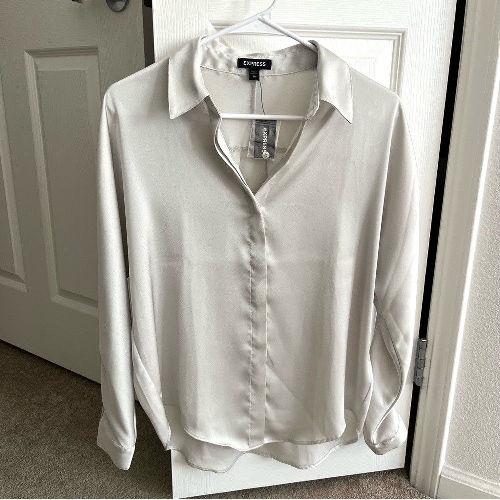 Express Satin Button Down Shirt
